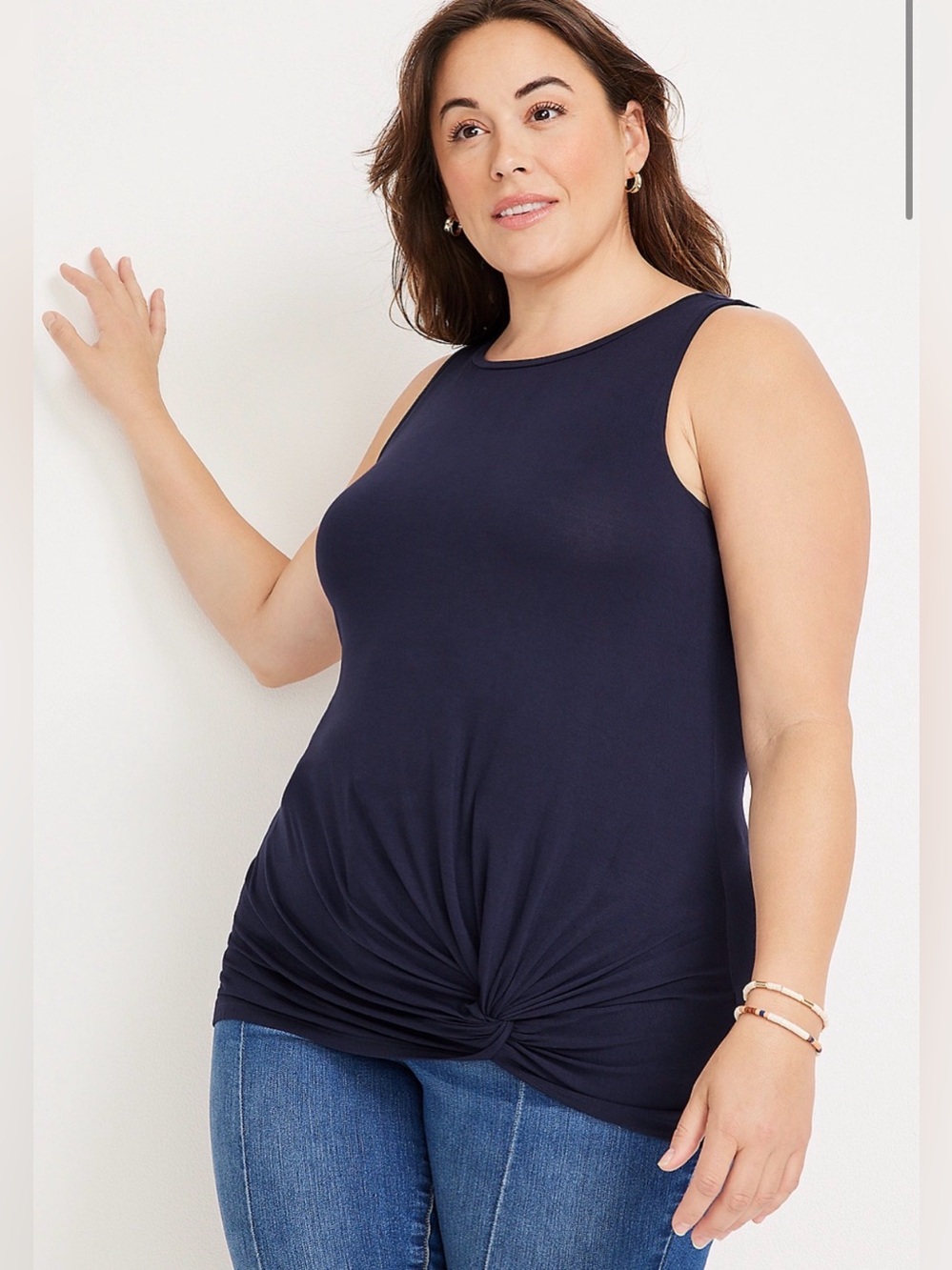 Maurices Navy Knot-Front Tank Top
